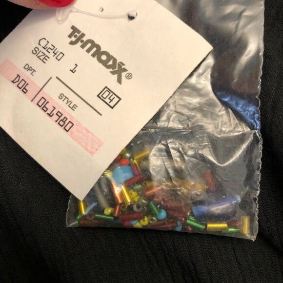 Vintage Y2K NWT Willi Smith Womens Black Beaded Top Tie Back XL Bell Sleeves - Picture 7 of 10